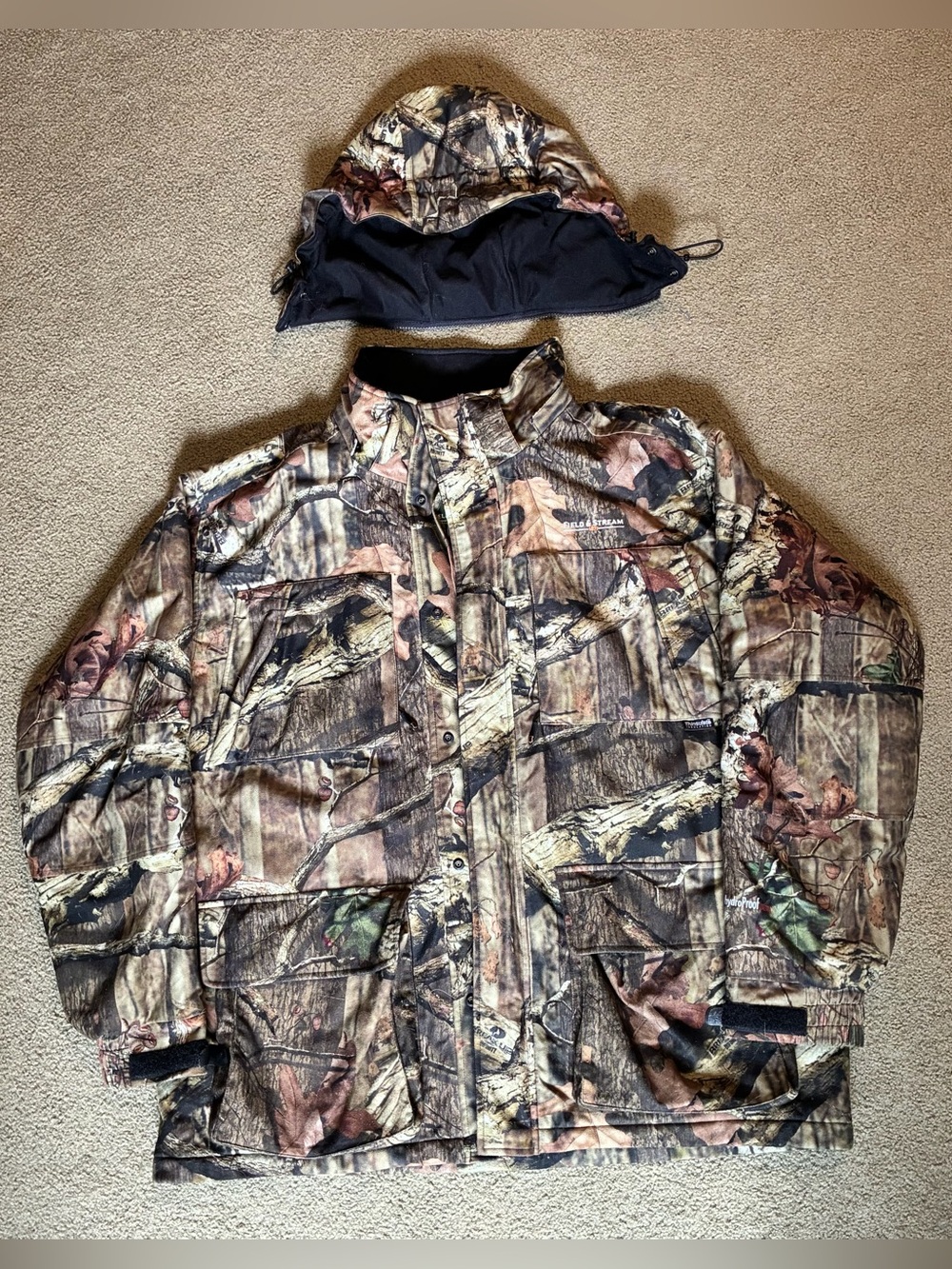 Field and Stream camo hunting jacket hydro proof ultra men’s XL hood insulated